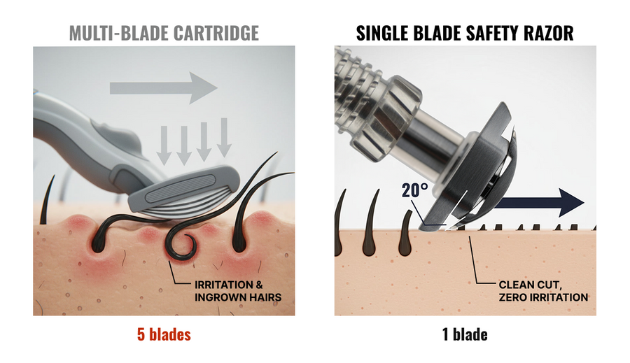 Multi-blade cartridge vs single blade safety razor comparison